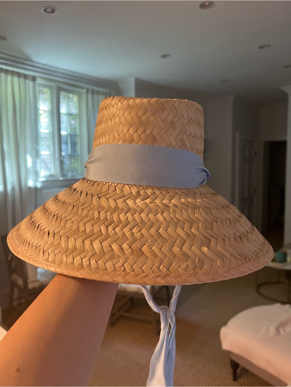 Sarah Bray Bermuda SUN HAT - LONG LIGHT BLUE GROSGRAIN RIBBON - Picture 2 of 5